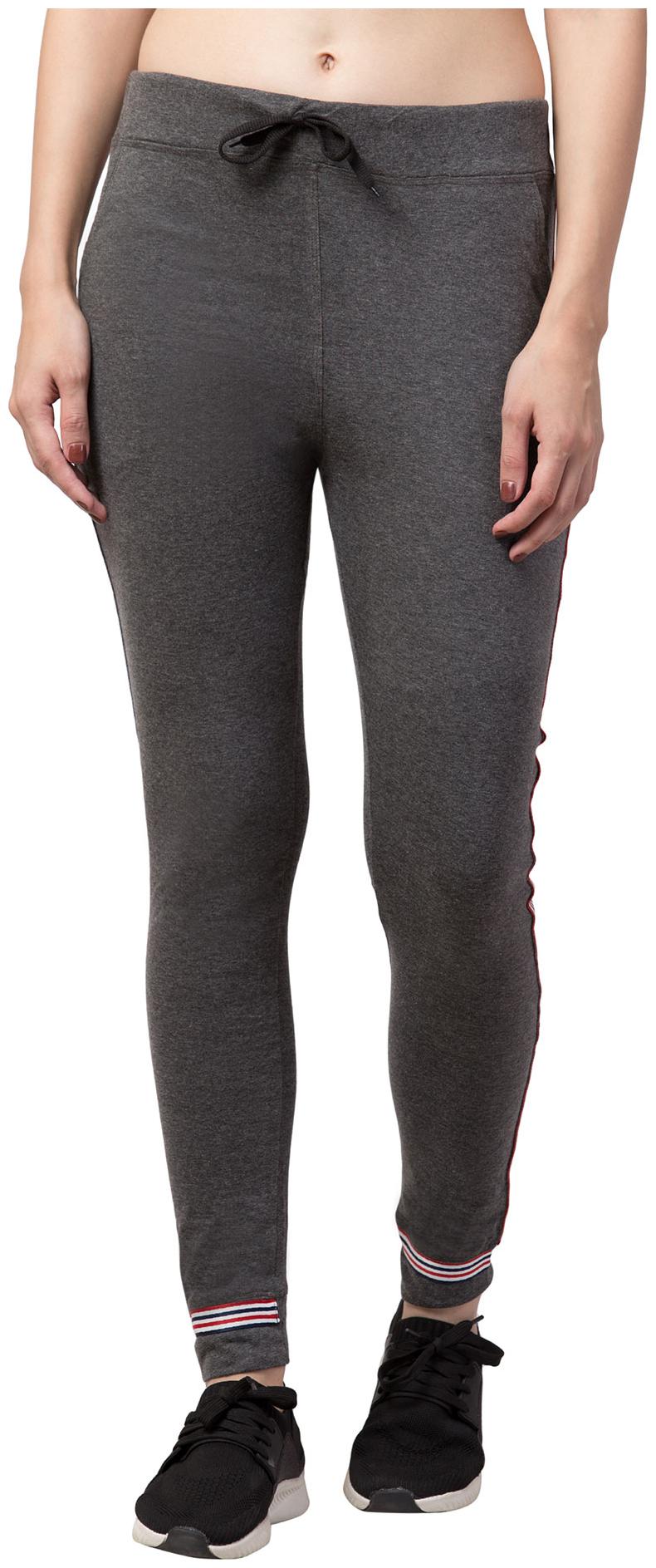 

American-Elm Women Slim fit Cotton Solid Track pants - Grey