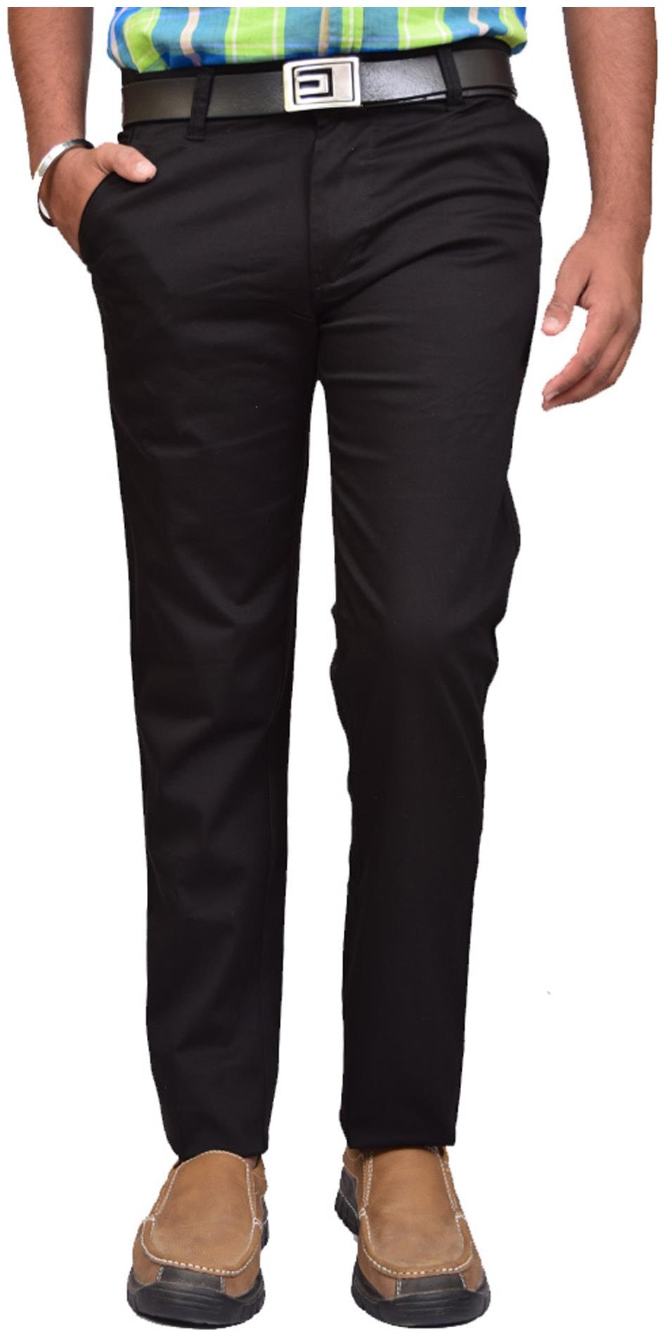

American Noti Men Black Solid Slim fit Regular trousers