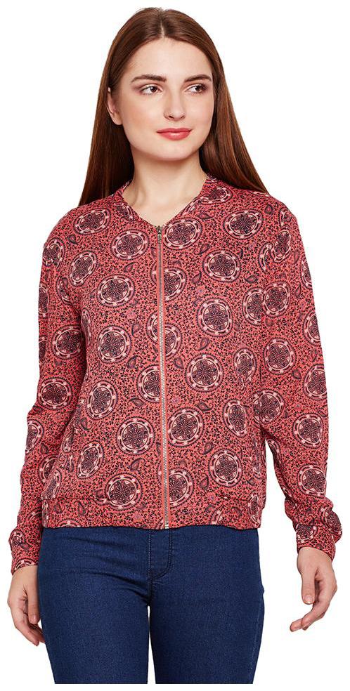 

OXOLLOXO Women Printed Bomber Jacket - Brown
