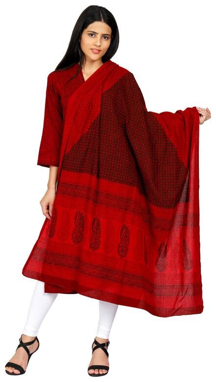 

Amodini Women Cotton Printed Casual Dupatta (Maroon)