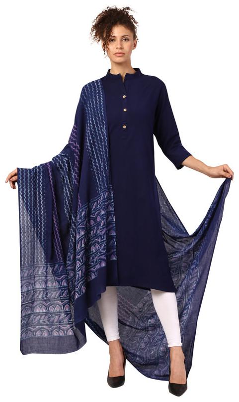 

Amodini Cotton Blue Printed Dupatta For Women