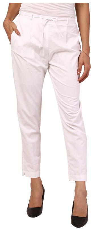 

Amodini Cotton White Solid Trousers Pants For Women