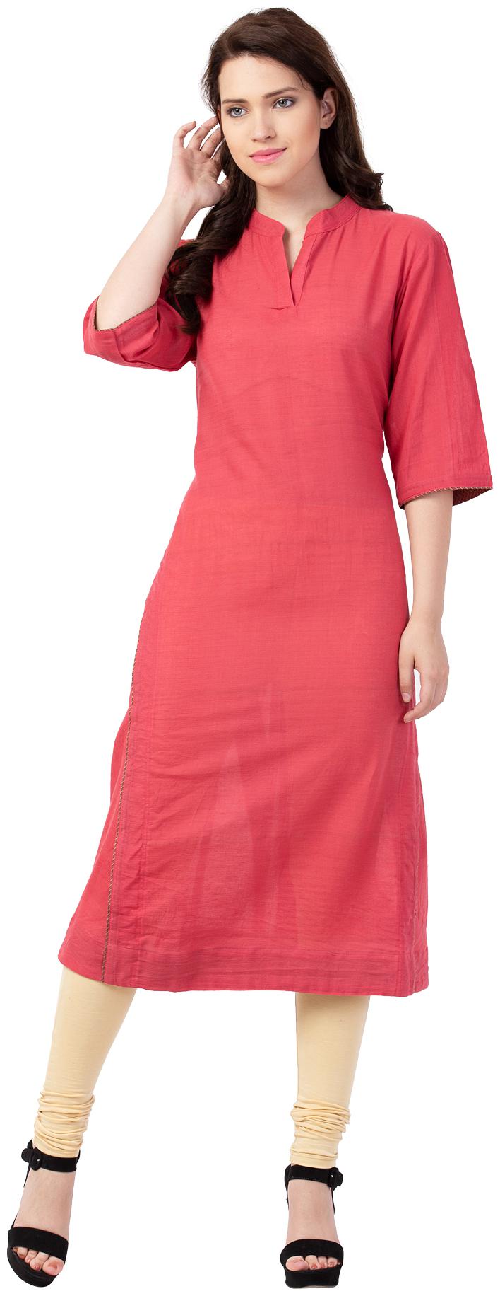

Amodini Women Pink Solid Straight Kurta