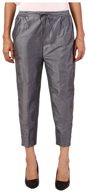 

Amodini Satin Grey Solid Trousers Pants For Women