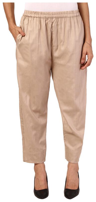 

Amodini Satin Beige Solid Trousers Pants For Women