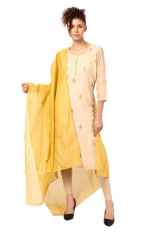 

Amodini Silk Yellow Solid Dupatta For Women