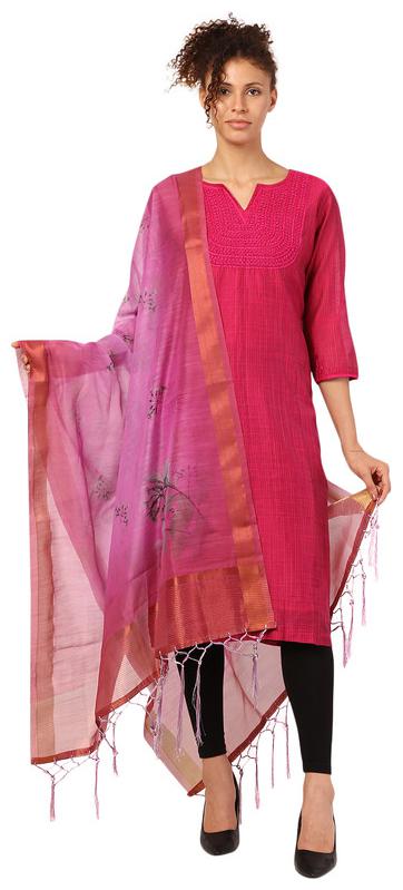 

Amodini Women Cotton Printed Purple Dupatta