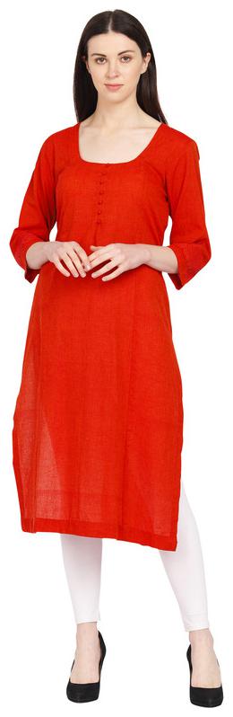 

Amodini Women Red Solid Straight Kurta