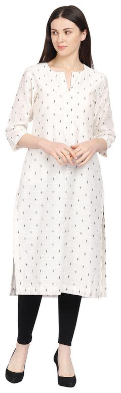 

Amodini Women White Printed Straight Kurta