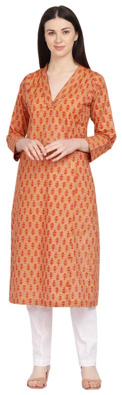 

Amodini Women Brown Floral Straight Kurta