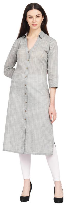 

Amodini Women Grey Solid Straight Kurta