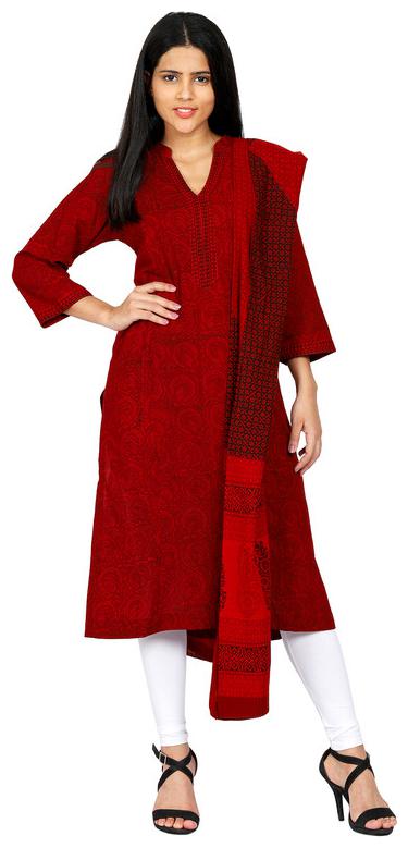 

Amodini Women Red Printed Straight Kurta