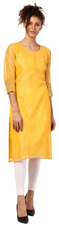 

Amodini Women Yellow Solid Straight Kurta