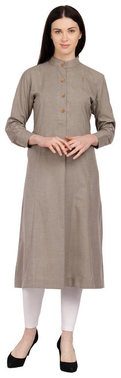 

Amodini Women Grey Embroidered Straight Kurta
