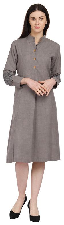 

Amodini Wool Embroidered Grey Dresses For Women