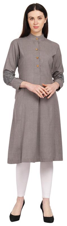 

Amodini Women Grey Embroidered Straight Kurta