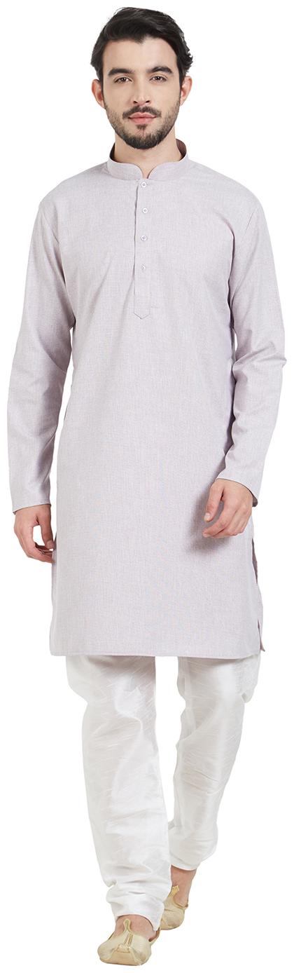 

Amora Purple Blended Cotton Solid Kurta Churidar For Men