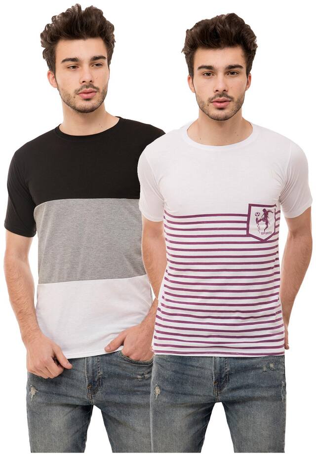 Ample Multicolor Half Sleeve Casual Mens T-Shirt