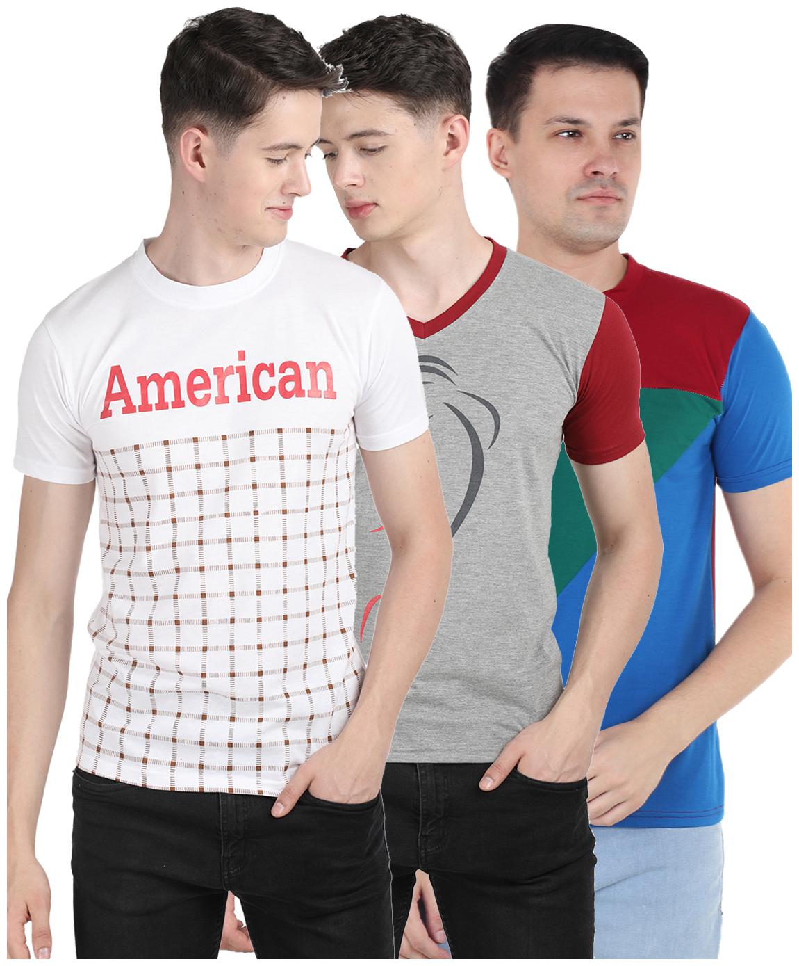 

Ample Men Multi Regular fit Cotton Blend Round neck T-Shirt - Pack Of 3