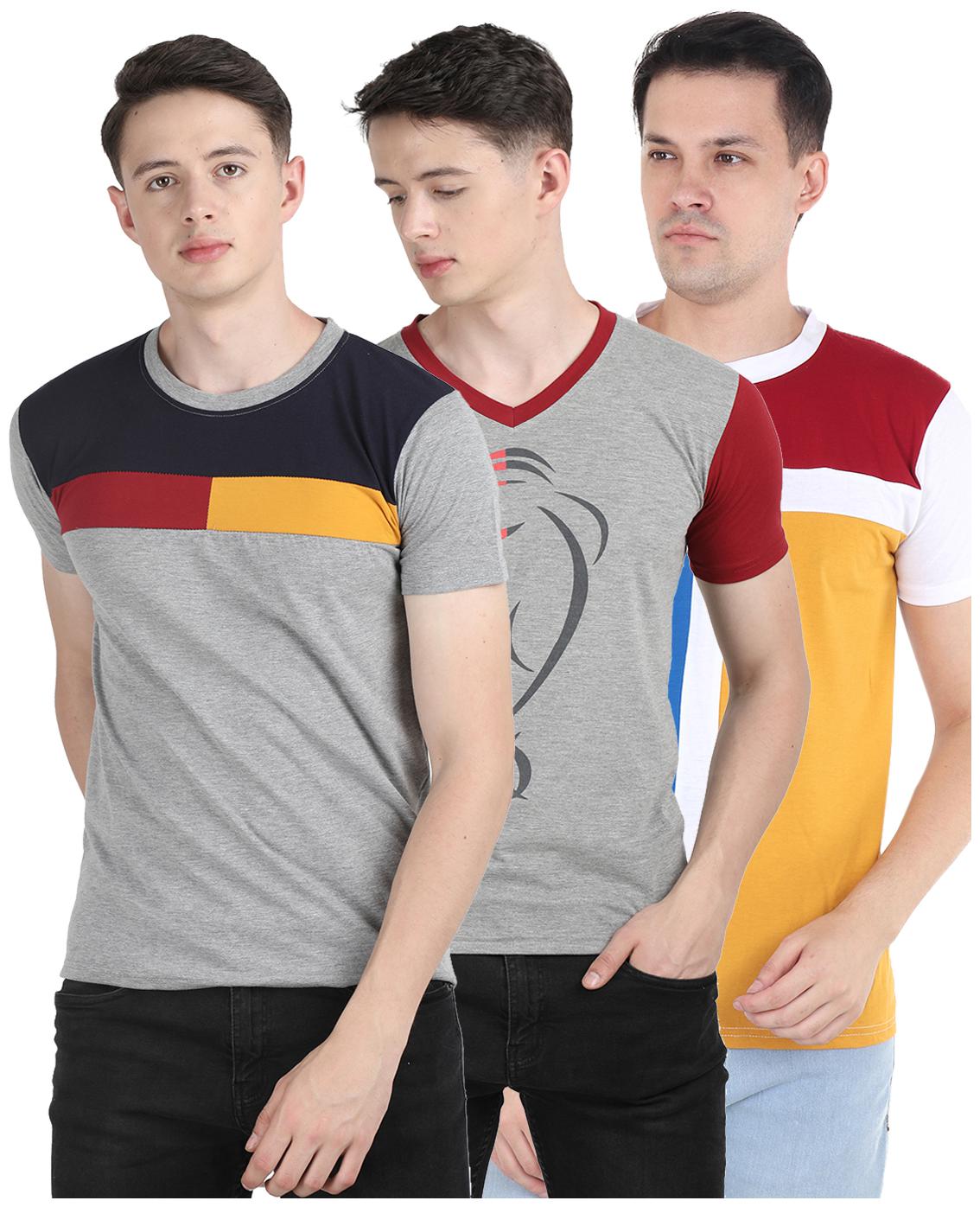 

Ample Men Multi Regular fit Cotton Blend Round neck T-Shirt - Pack Of 3