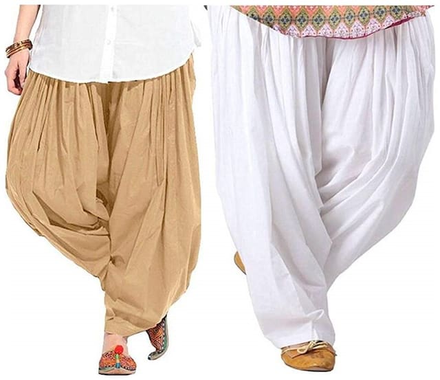 Ample Sales Cotton Patiala - Beige & White