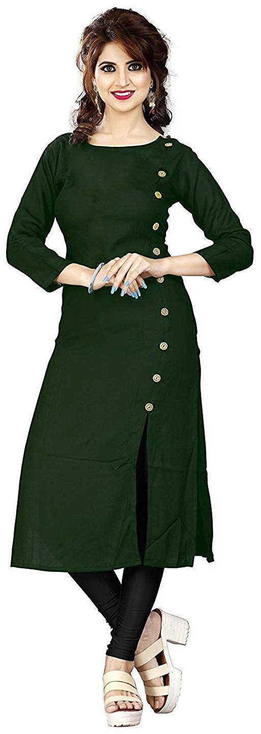 Ample Women's Rayon Kurti Green
