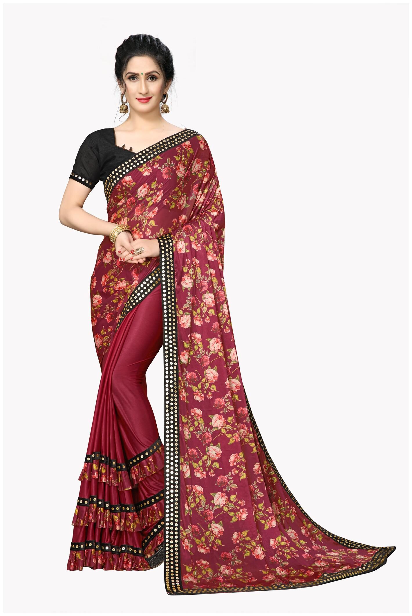

Amrutam Fab Women Lycra Saree Red