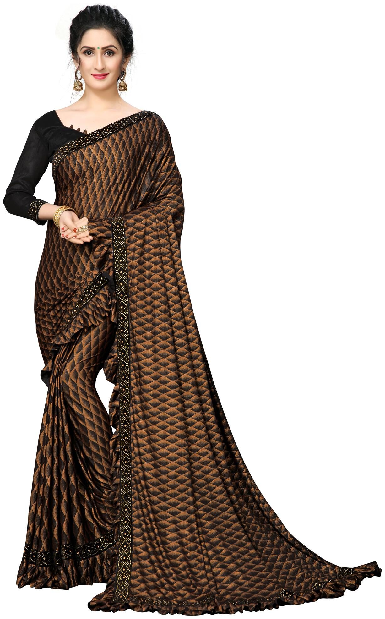 

Amrutam Fab Women Lycra Saree Brown