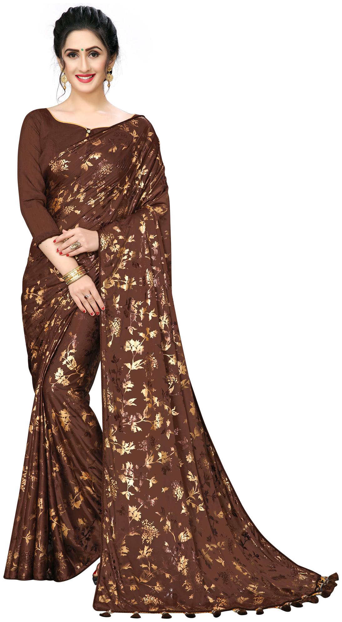 

Amrutam Fab Women Lycra Saree Brown