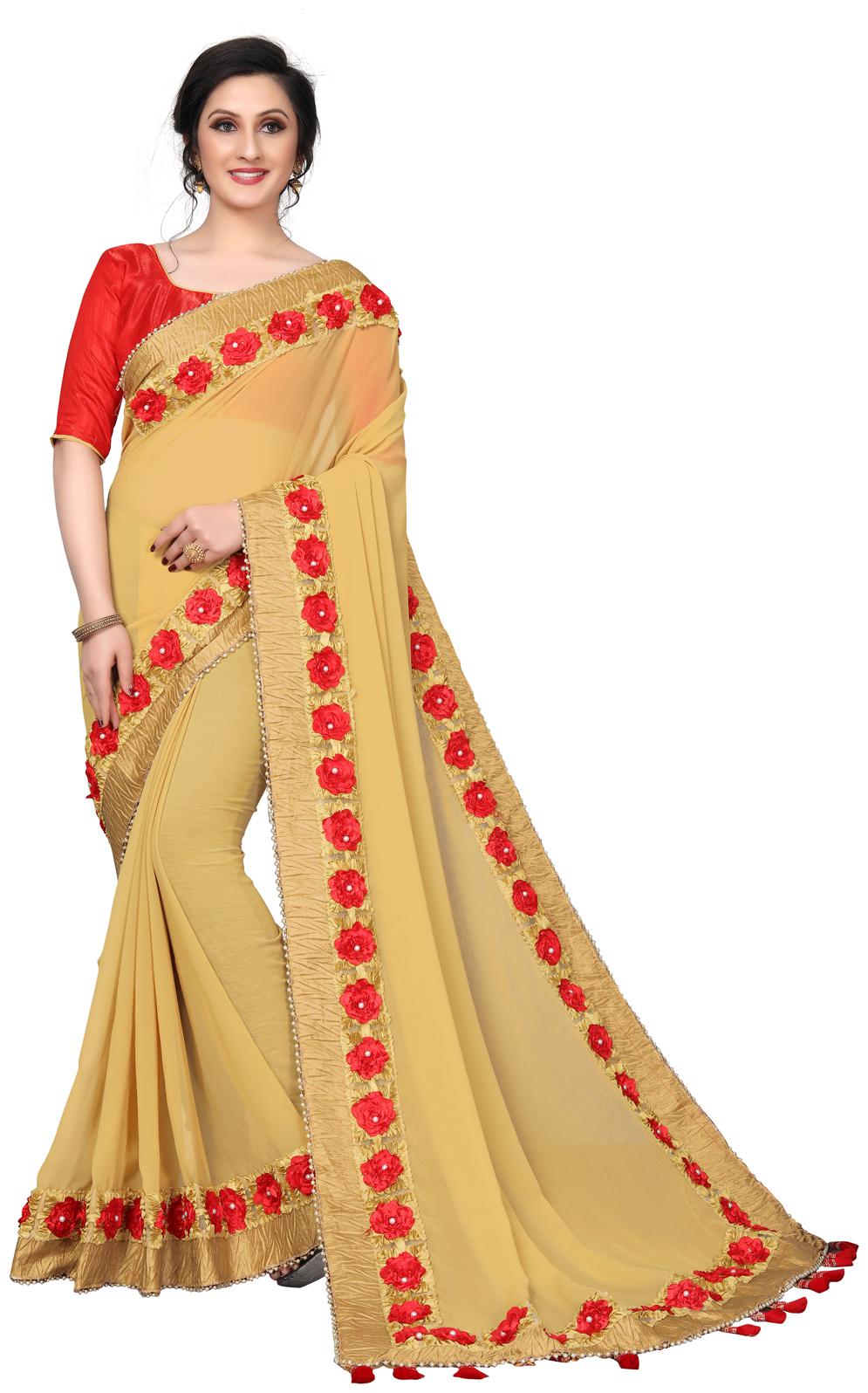 

Amrutam Fab Georgette Beige Saree