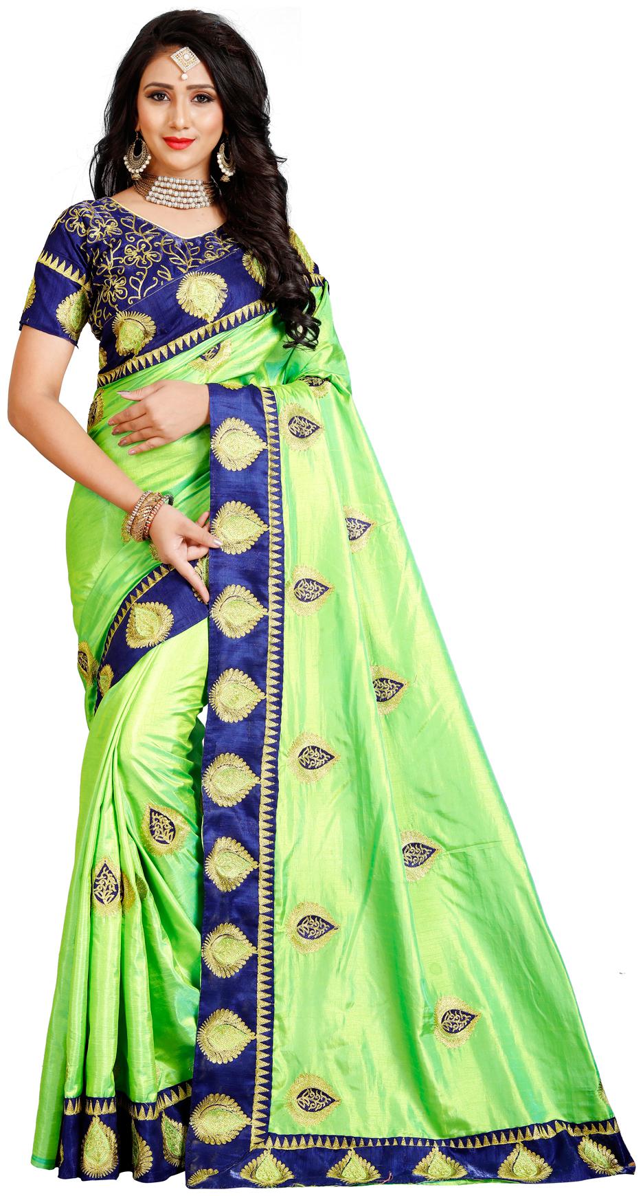 

Amrutam Fab Designer Embroidered Light Green Silk Saree