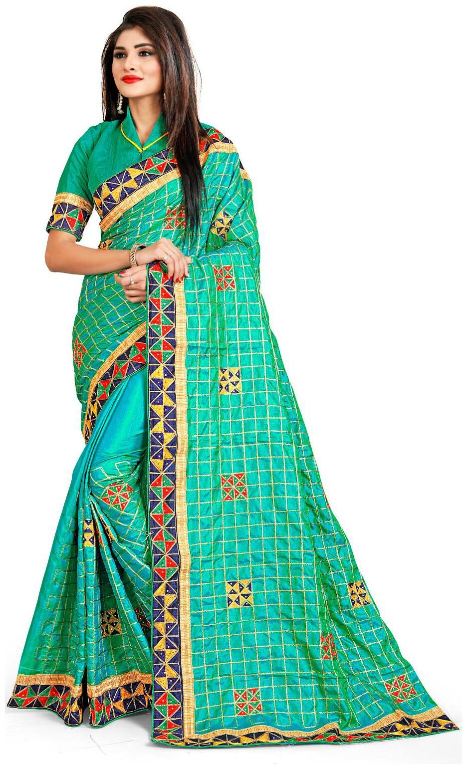 

Amrutam Fab Green Silk Designer Saree