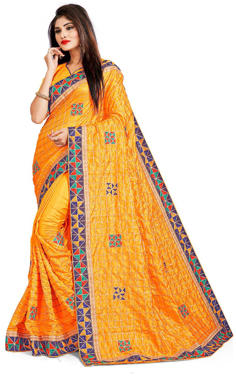 

Amrutam Fab Orange Silk Designer Saree
