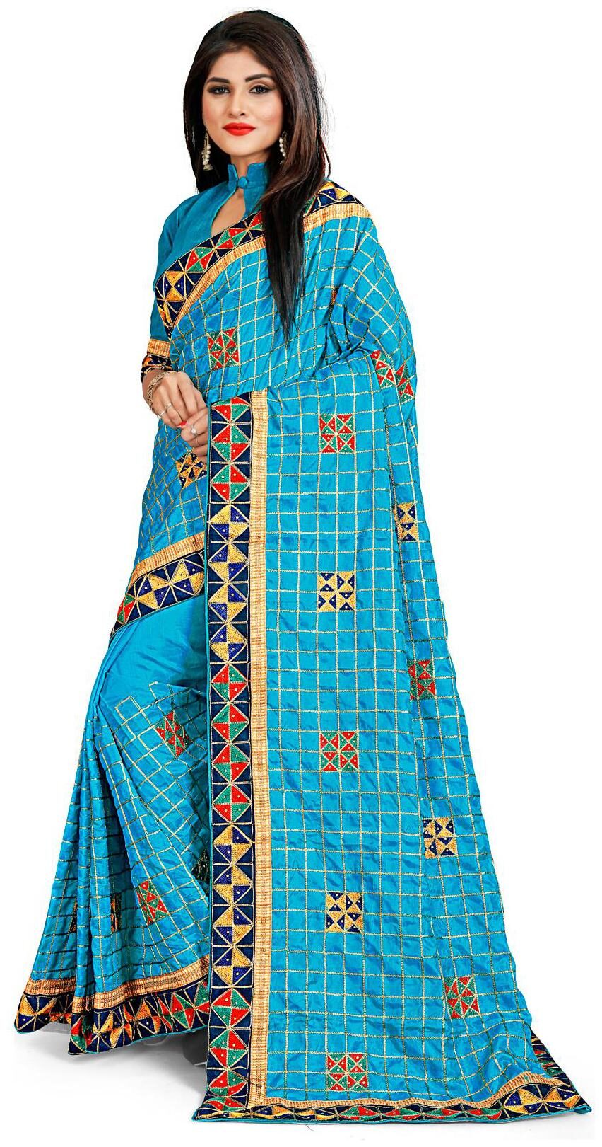 

Amrutam Fab Sky Blue Silk Designer Saree