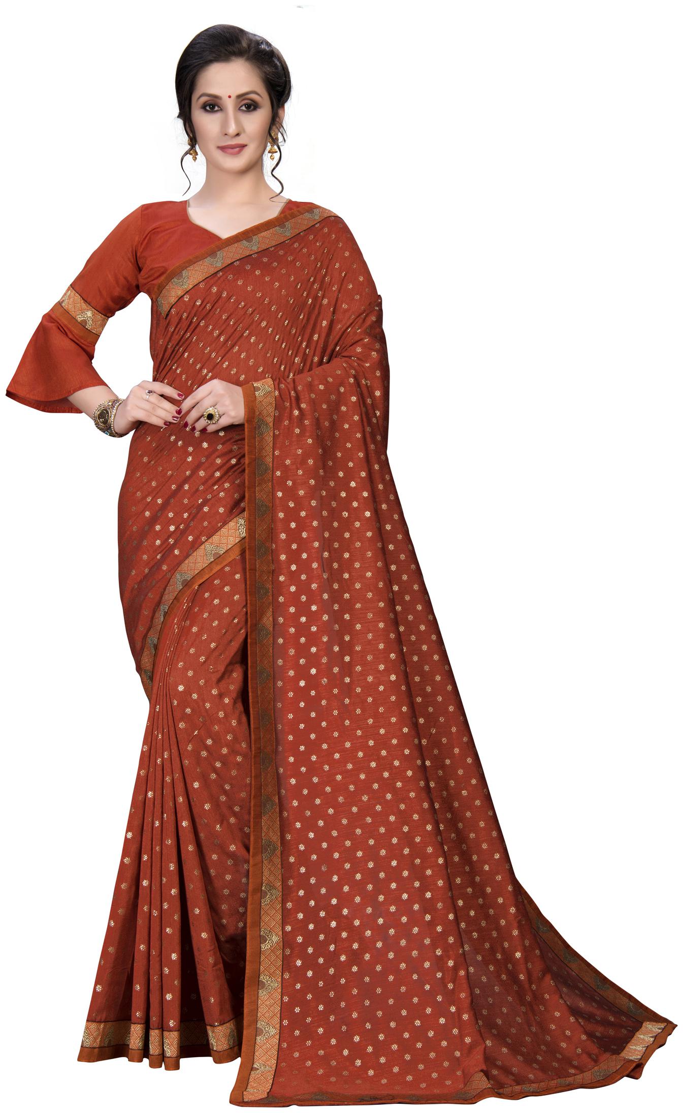 

Amrutam Fab Women Silk Universal Orange Saree With Blouse