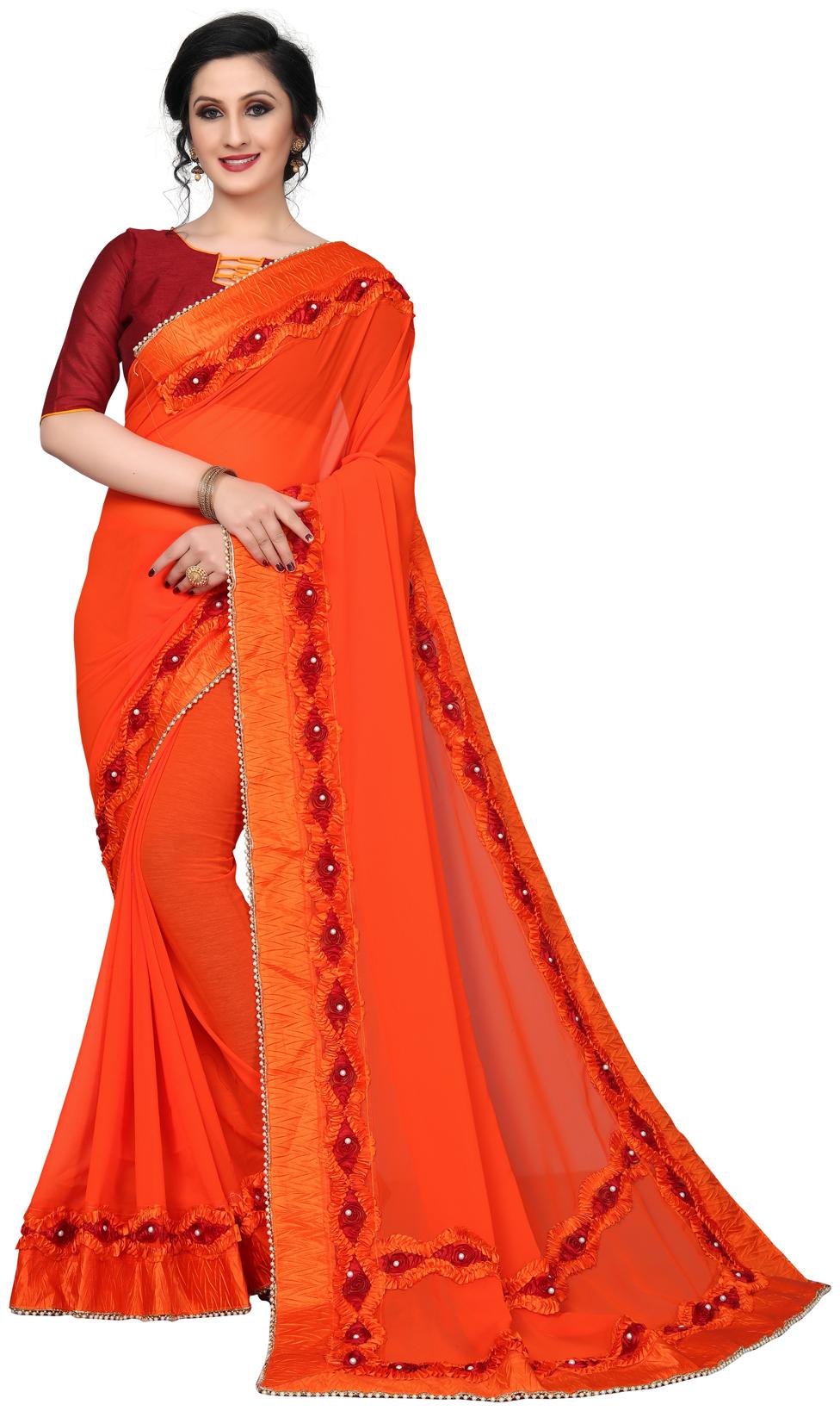 

Amrutam Fab Georgette Orange Saree