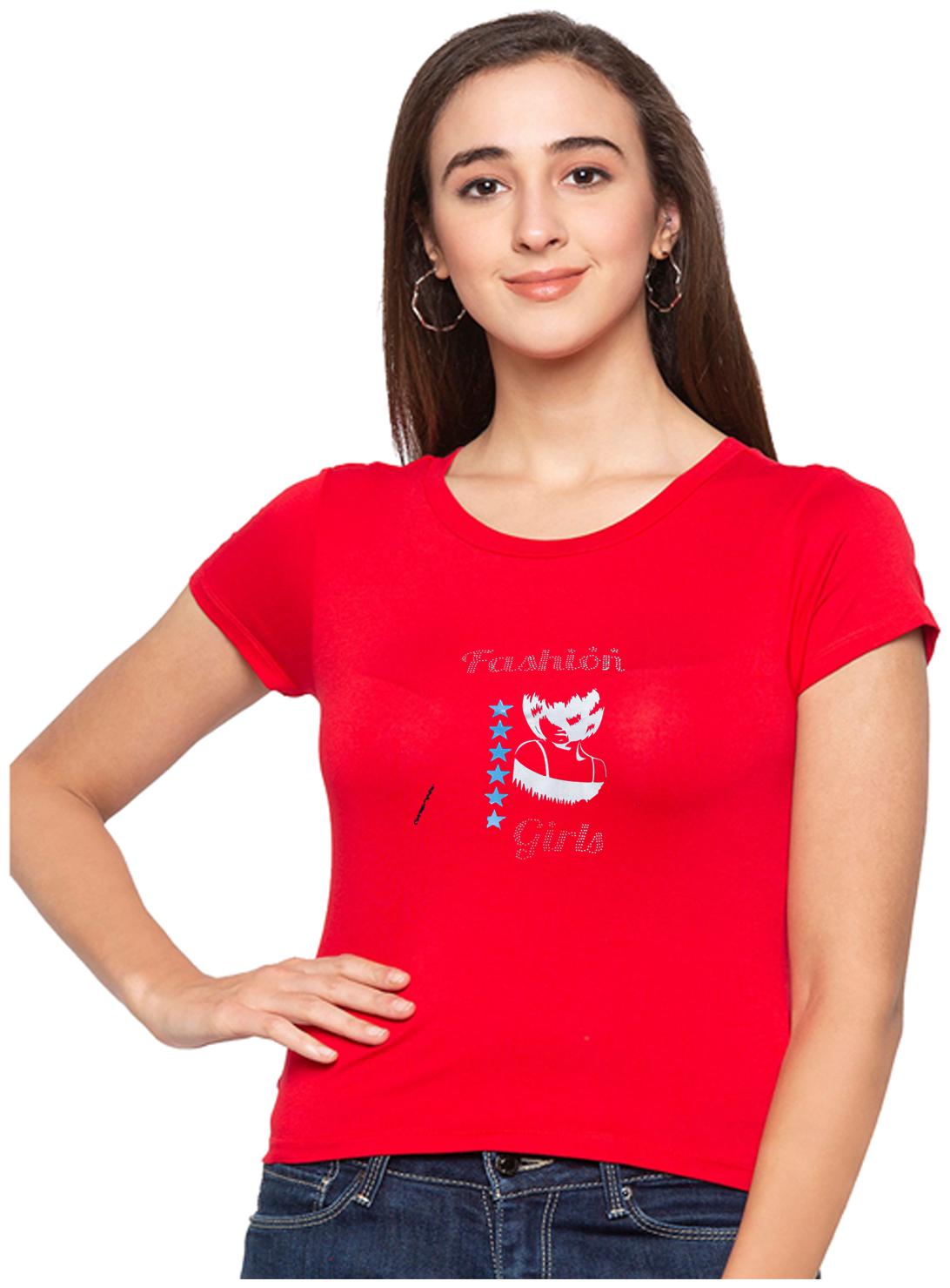 

Amulyam Fashion Women Red Regular fit Round neck Cotton T shirt