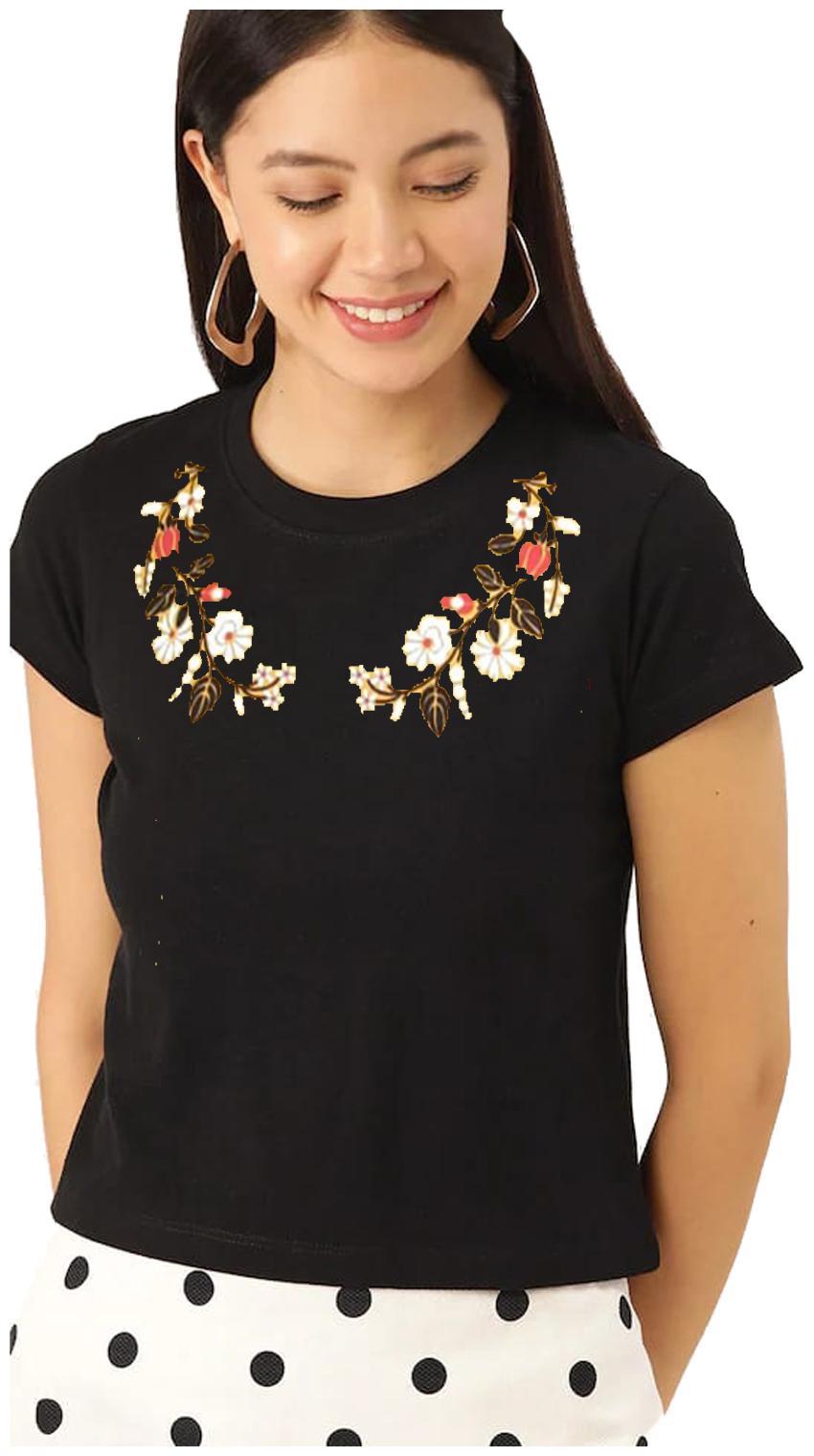 

Amulyam Fashion Women Black Regular fit Round neck Cotton T shirt