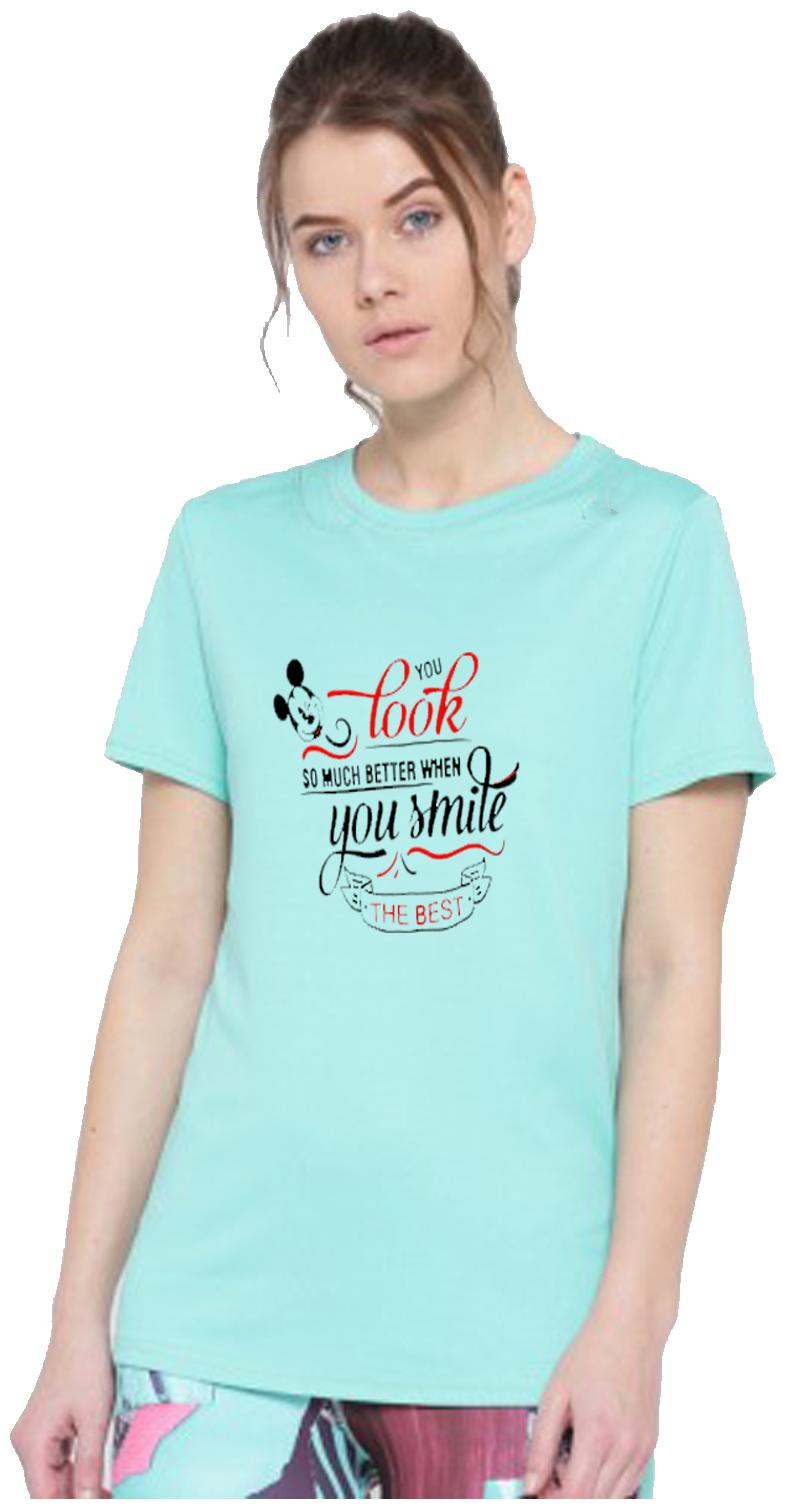 

Amulyam Fashion Women Blue Regular fit Round neck Cotton T shirt