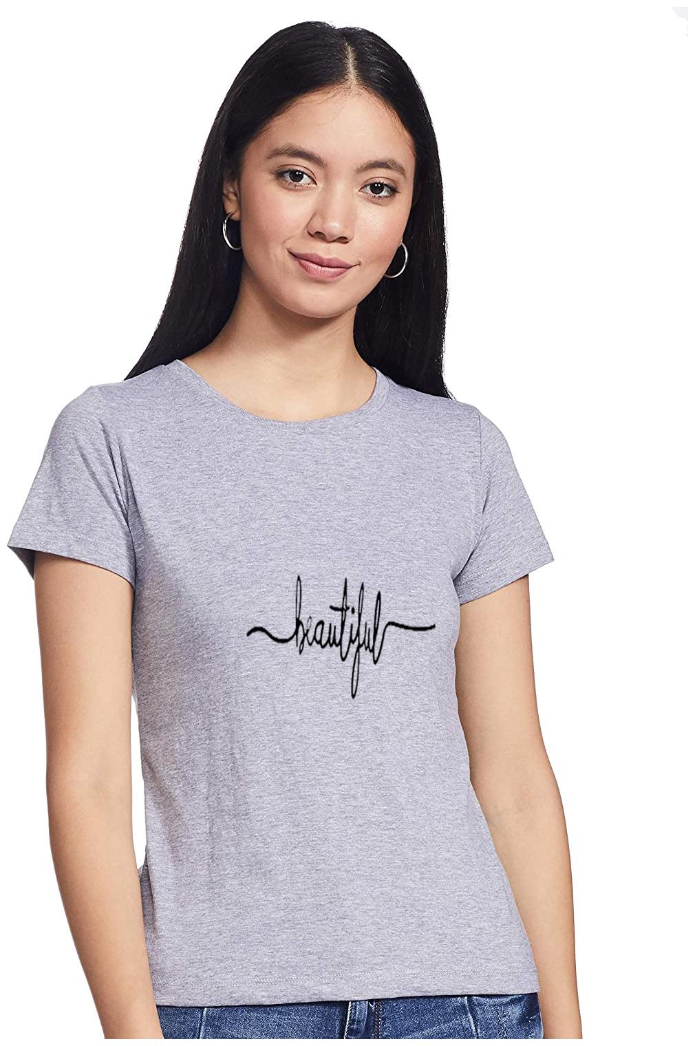 

Amulyam Fashion Women Grey Regular fit Round neck Cotton T shirt