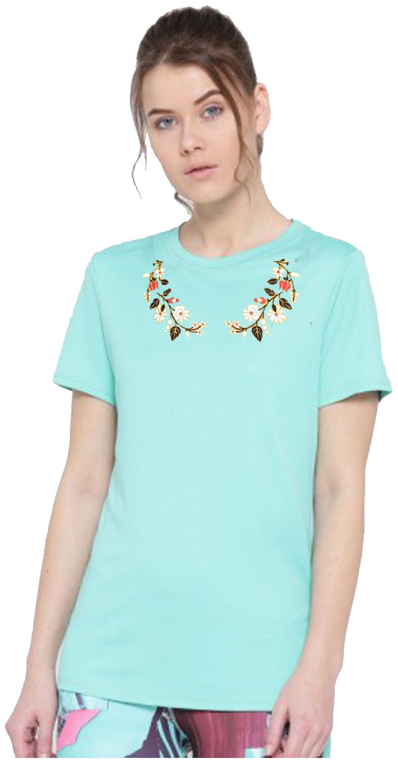 

Amulyam Fashion Women Blue Regular fit Round neck Cotton T shirt