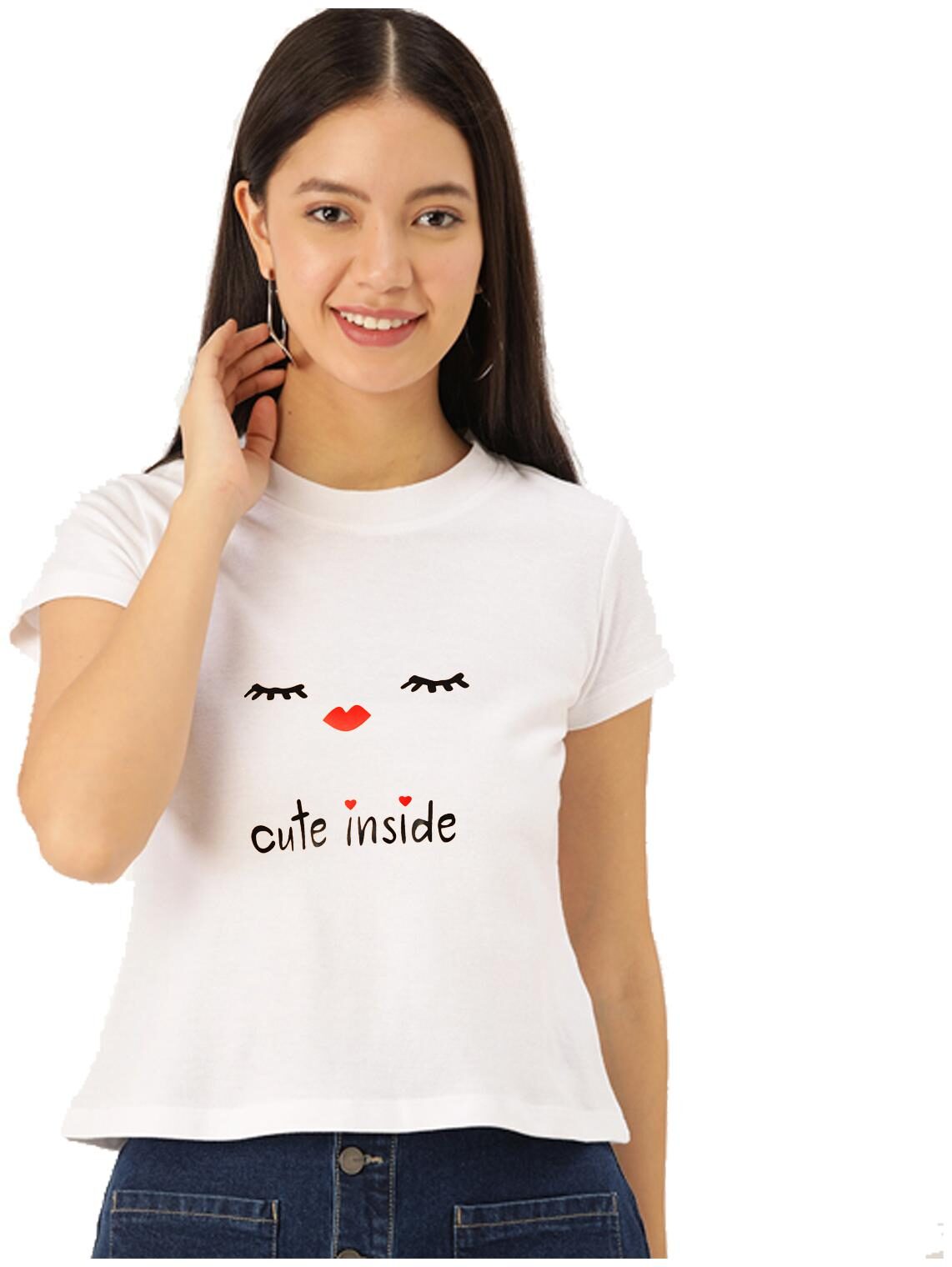

Amulyam Fashion Women White Regular fit Round neck Cotton T shirt
