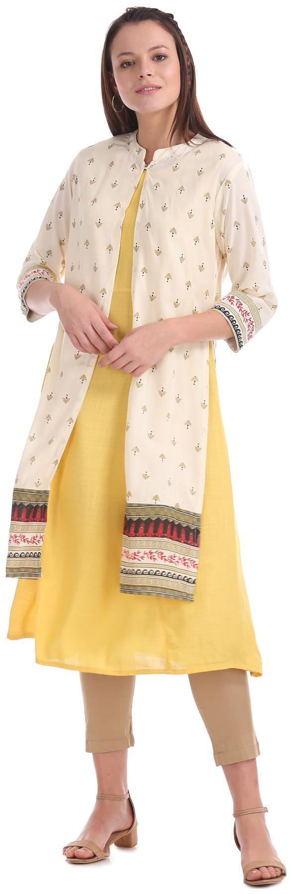 

Anahi Women Yellow Solid Straight Kurta