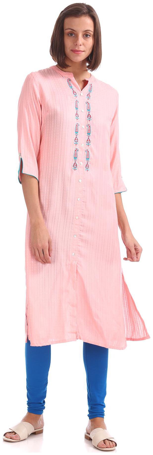 

Anahi Women Pink Printed Straight Kurta