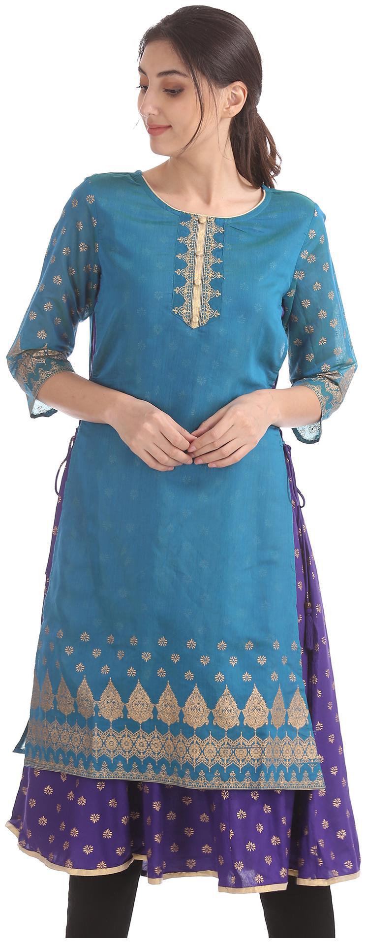 

Anahi Women Green Printed Layered Kurta