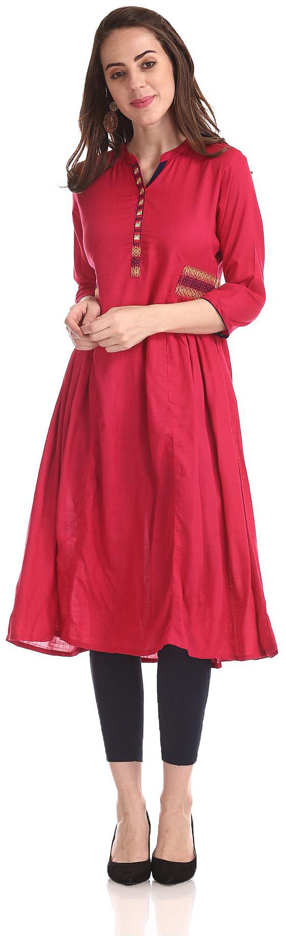 

Anahi Women Pink Embroidered Straight Kurta