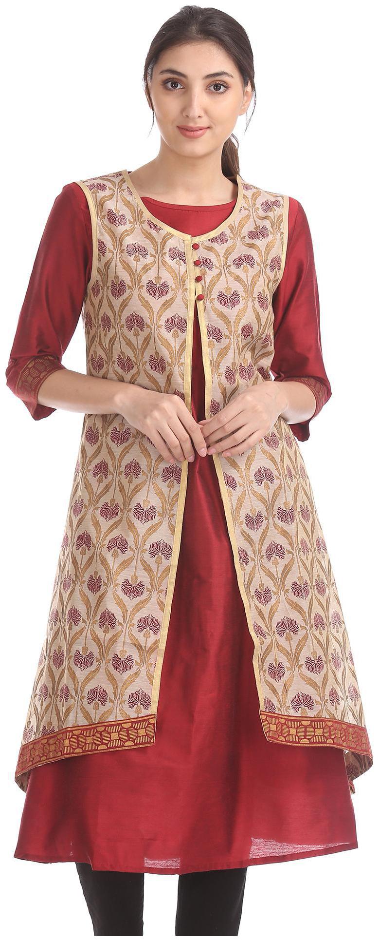 

Anahi Women Red Printed Straight Kurta