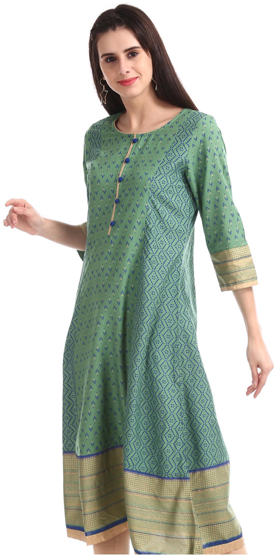 

Anahi Women Green Printed Straight Kurta