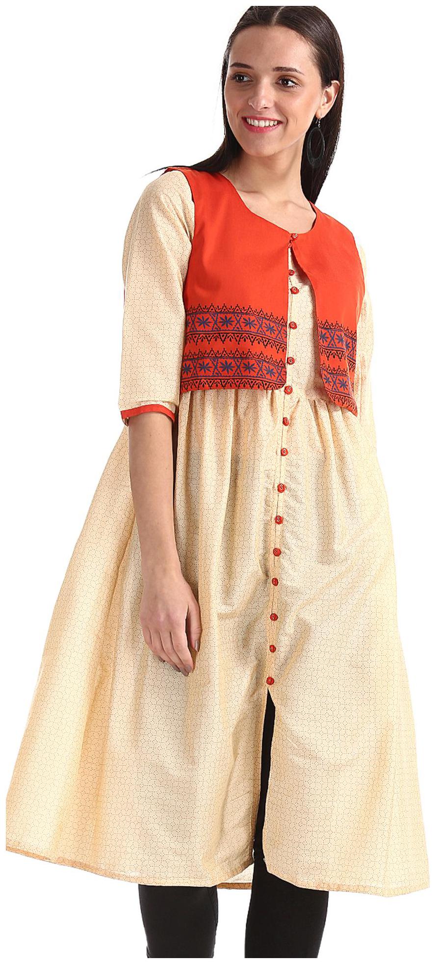 

Anahi Women Beige Printed Straight Kurta
