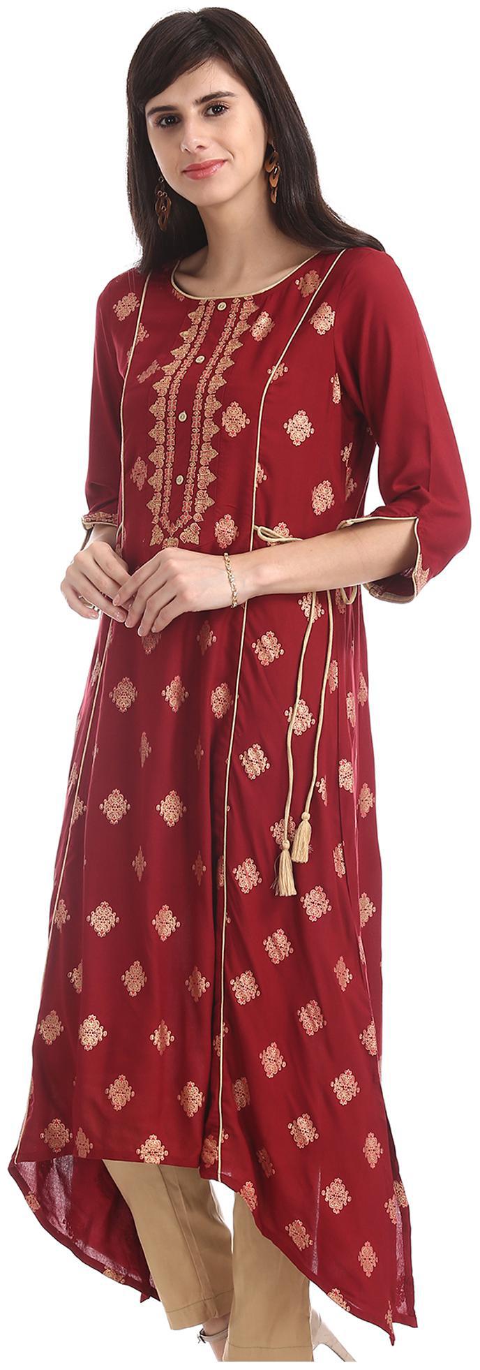 

Anahi Women Red Printed Straight Kurta